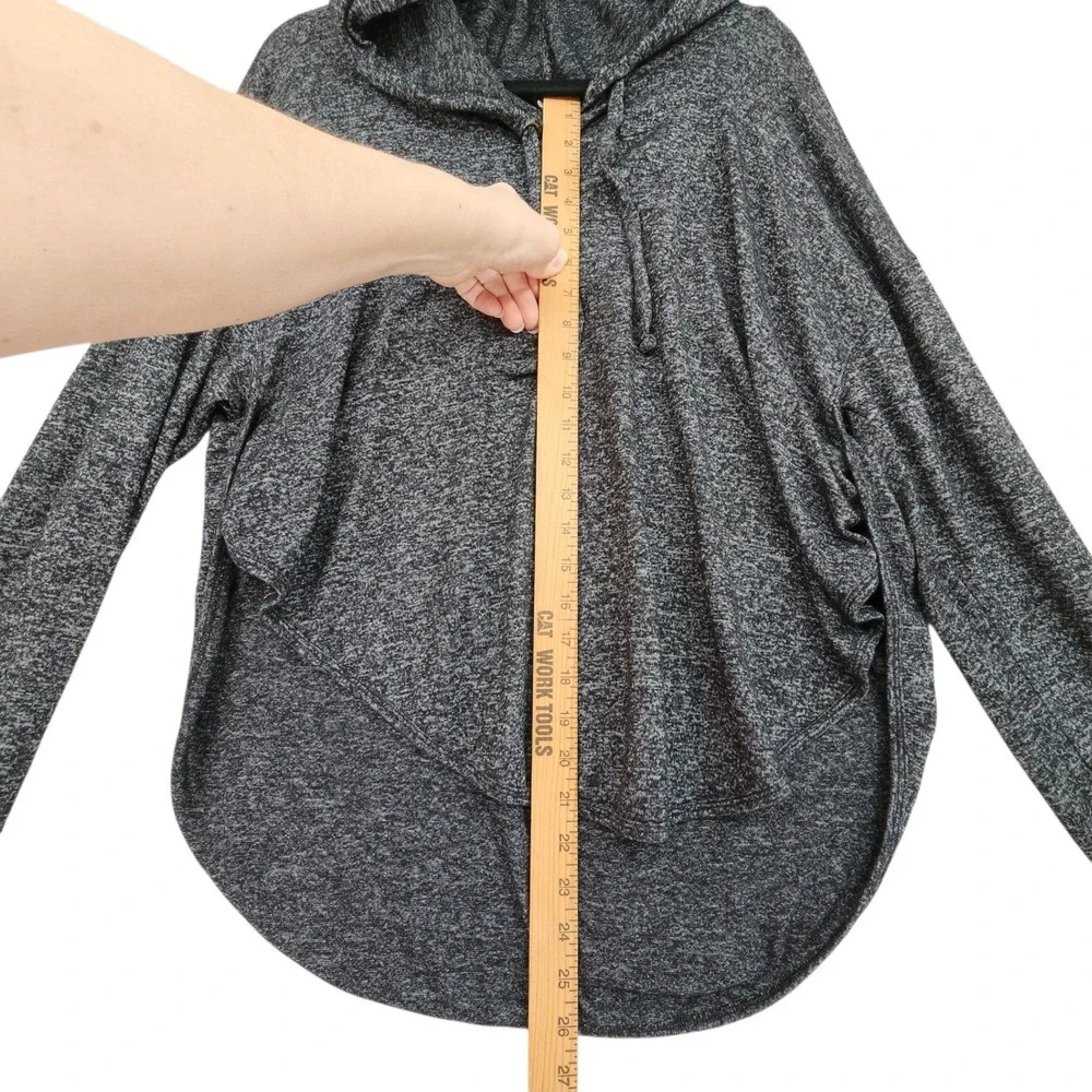 Athleta Lombard Hoodie L Women Gray‎ Heathered Open Back High Low Activewear